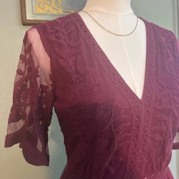 Altar'd State Marionette Deep Burgundy Maxi Dress